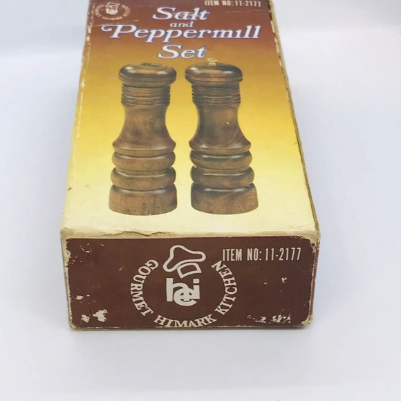 Vintage 1982 Himark Wooden Salt Shaker and Peppermill Set 7" Tall w/Box Taiwan - Picture 9 of 12